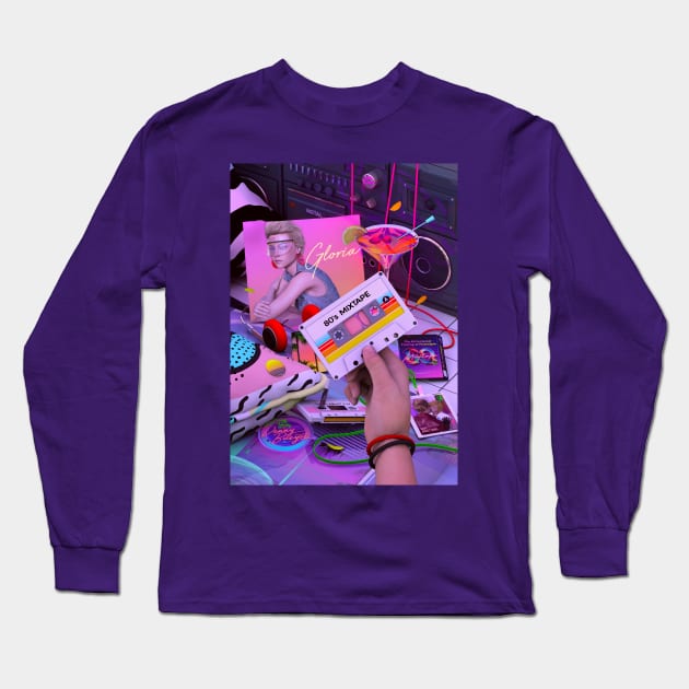 1980s Cassette Mixtape Long Sleeve T-Shirt by dennybusyet